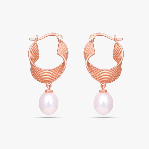 Load image 1 in gallery view. Rose-Toned Ribbon Earrings