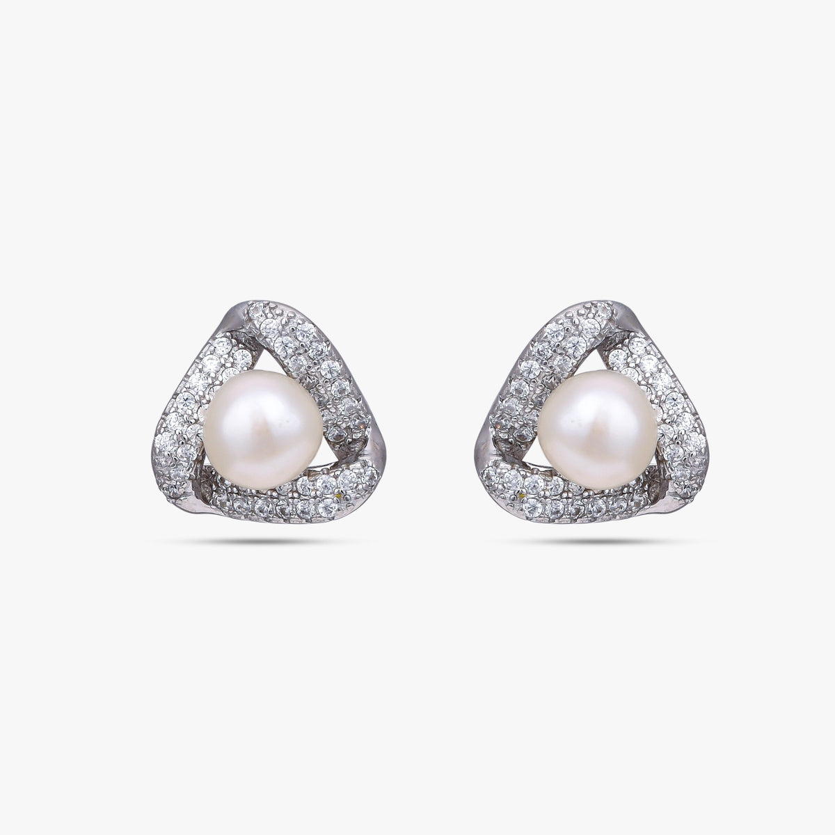 Trigon Pavé Pearl Studs