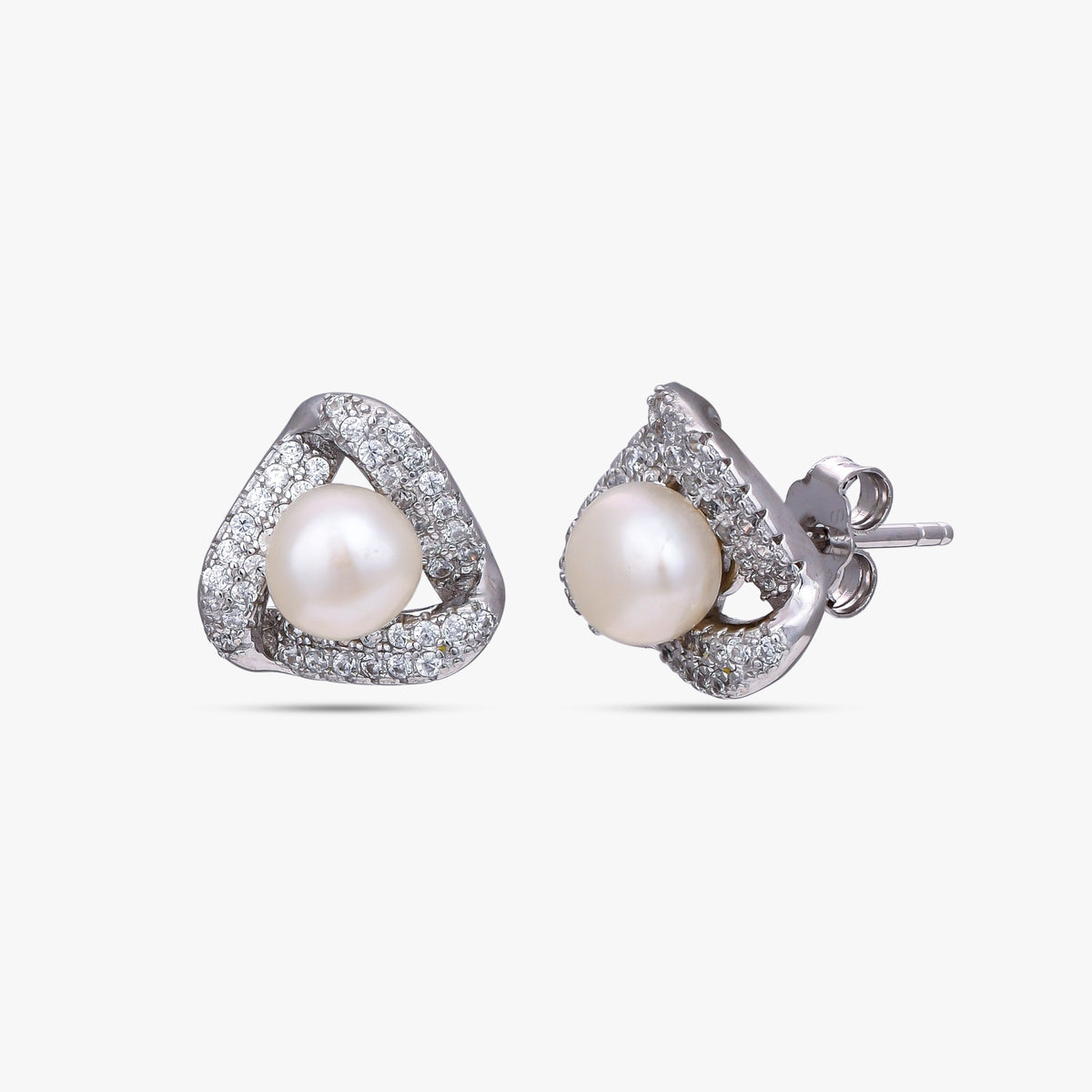 Trigon Pavé Pearl Studs