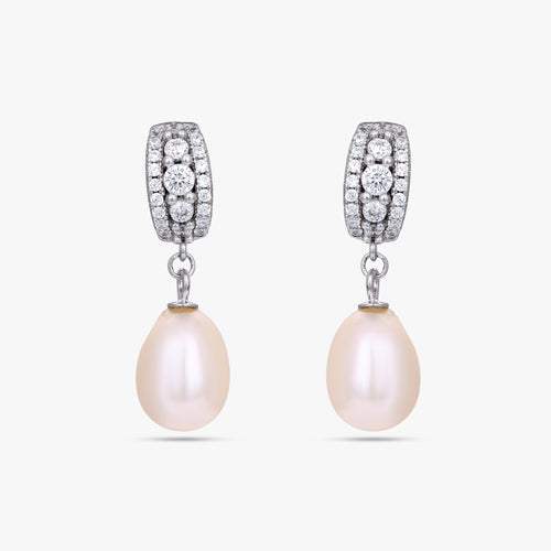 Load image 1 in gallery view. Celestial Hoop Pearl Earrings
