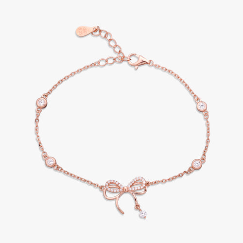 Load image 1 in gallery view. Sparkling Rose Gold Bow Bracelet