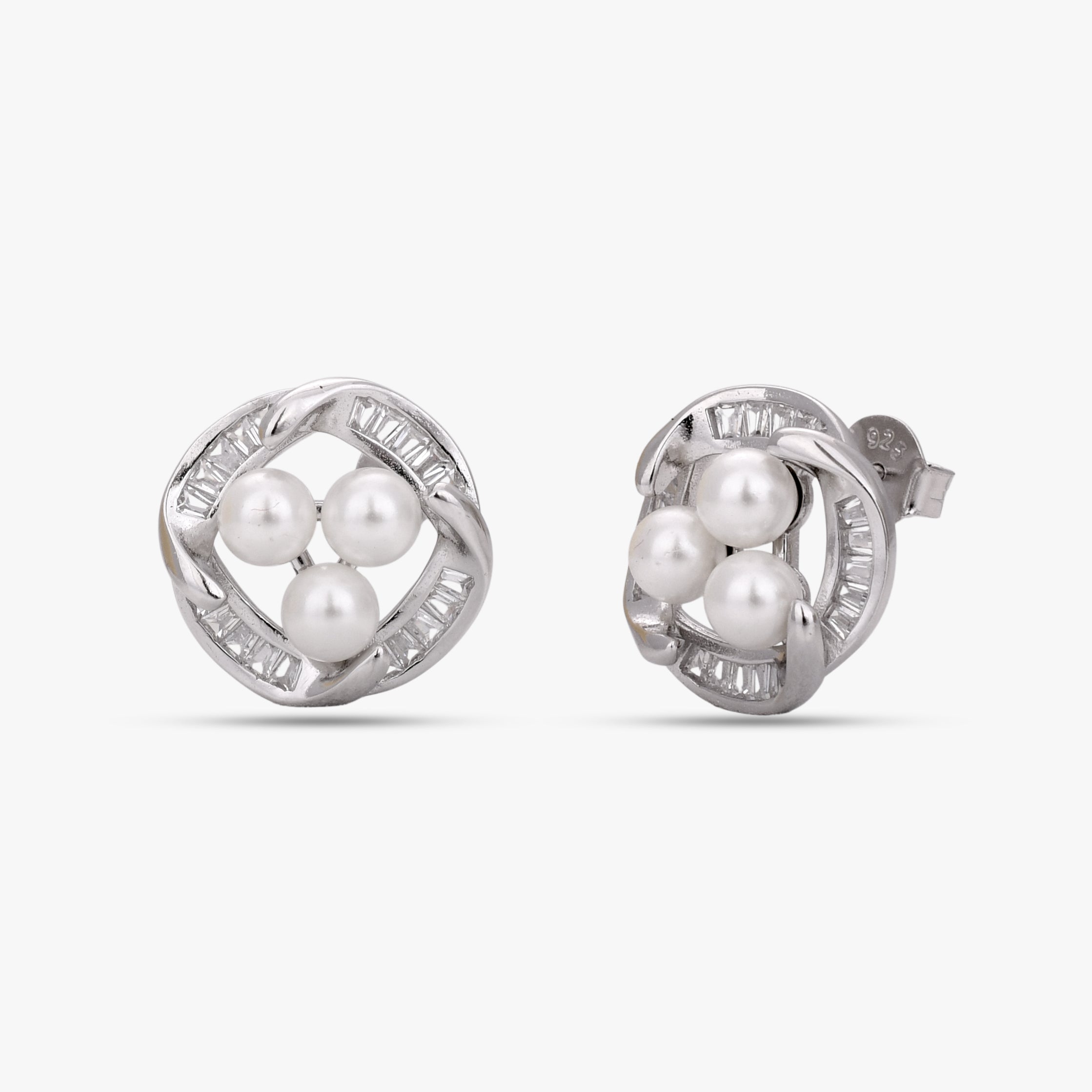 Trinity Halo Pearl Studs