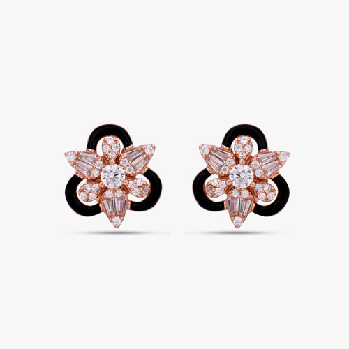 Load image 1 in gallery view. Midnight Bloom Solitaire Earrings