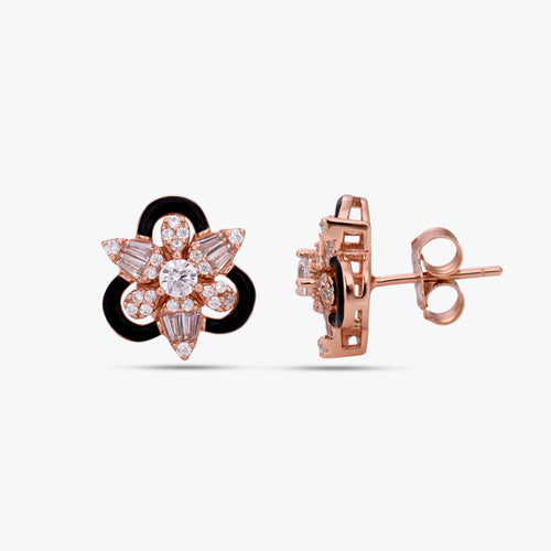 Load image 1 in gallery view. Midnight Bloom Solitaire Earrings