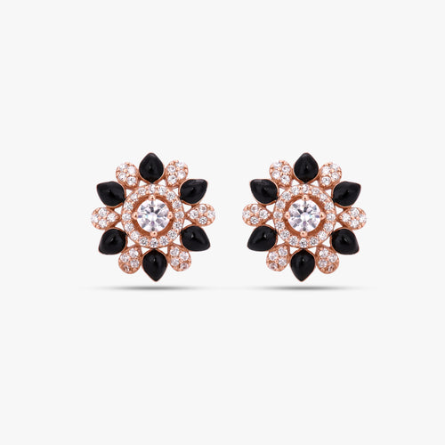 Load image 1 in gallery view. Onyx Bloom Enamel Studs