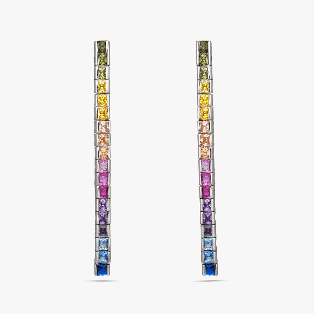 Rainbow Spectrum Drop Earrings, front view