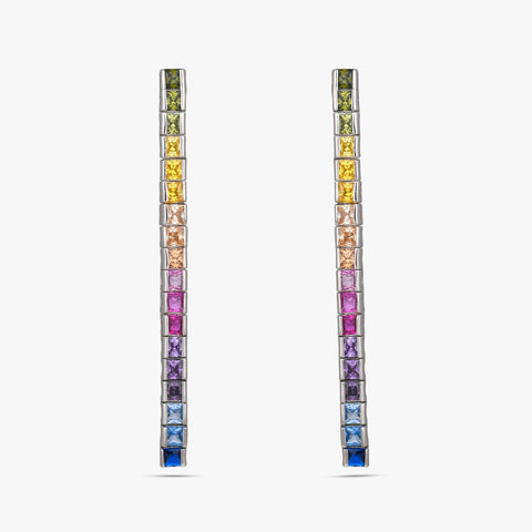 Rainbow Spectrum Drop Earrings, front view