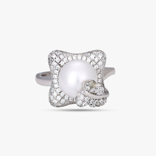 Load image 1 in gallery view. Elegant Floral Pearl Ring