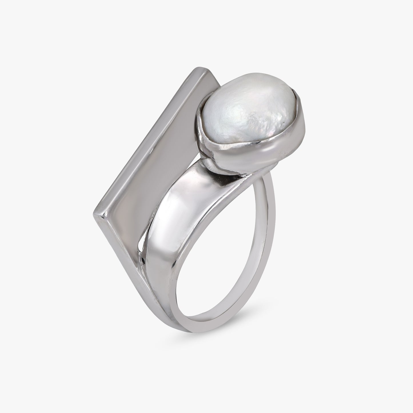 Modernist Pearl Pillar Ring