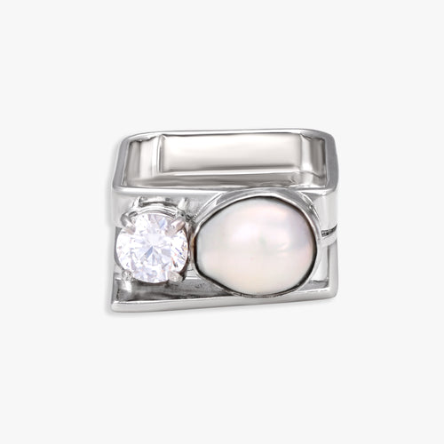 Load image 1 in gallery view. Modern Pearl Square Ring