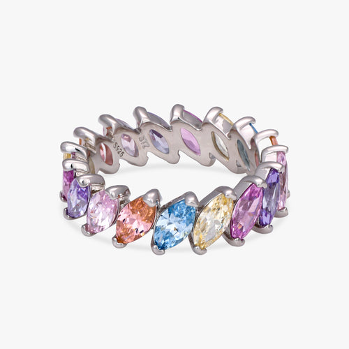 Load image 1 in gallery view. Rainbow Marquise Eternity Ring