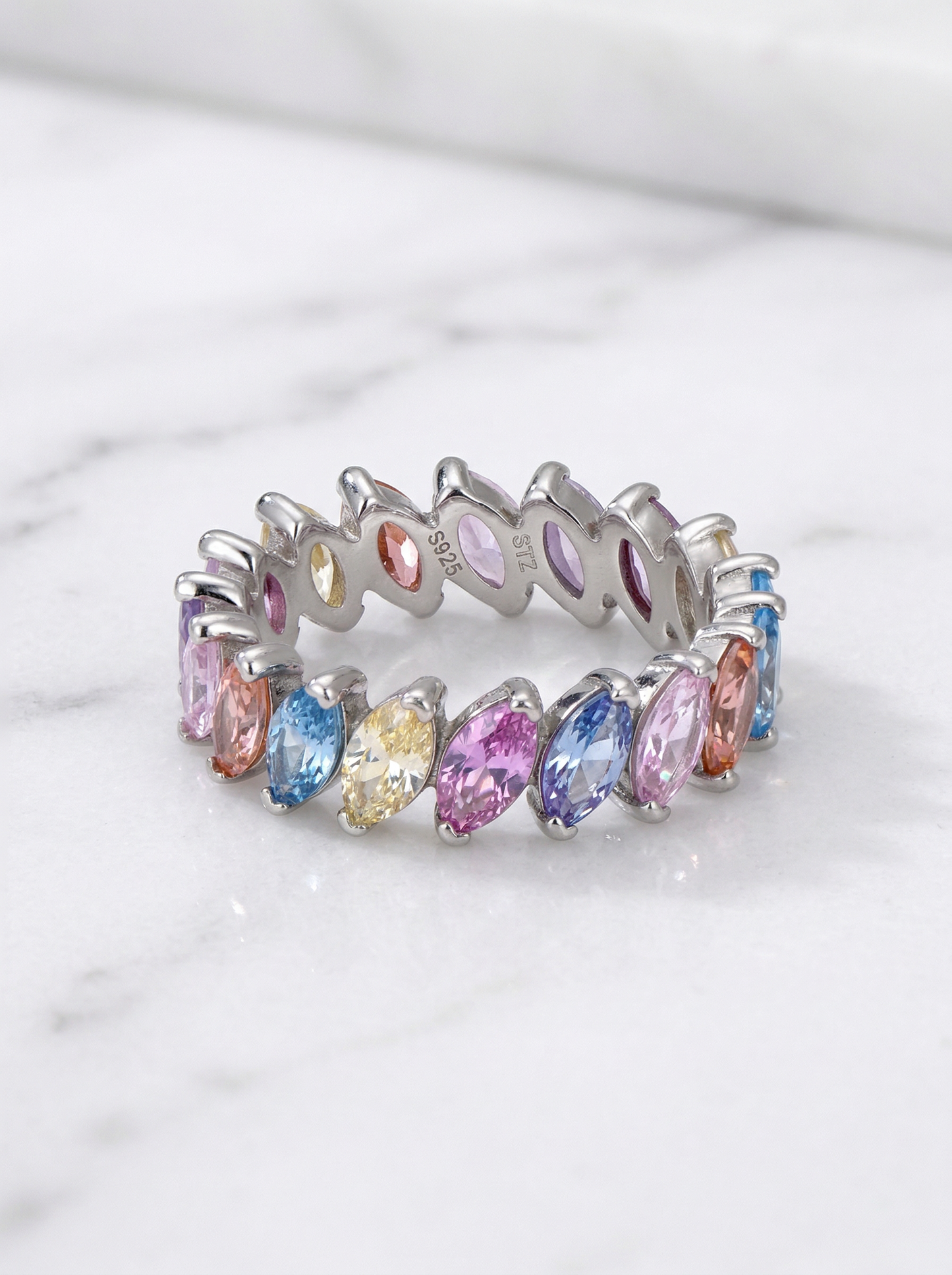 Rainbow Marquise Eternity Ring