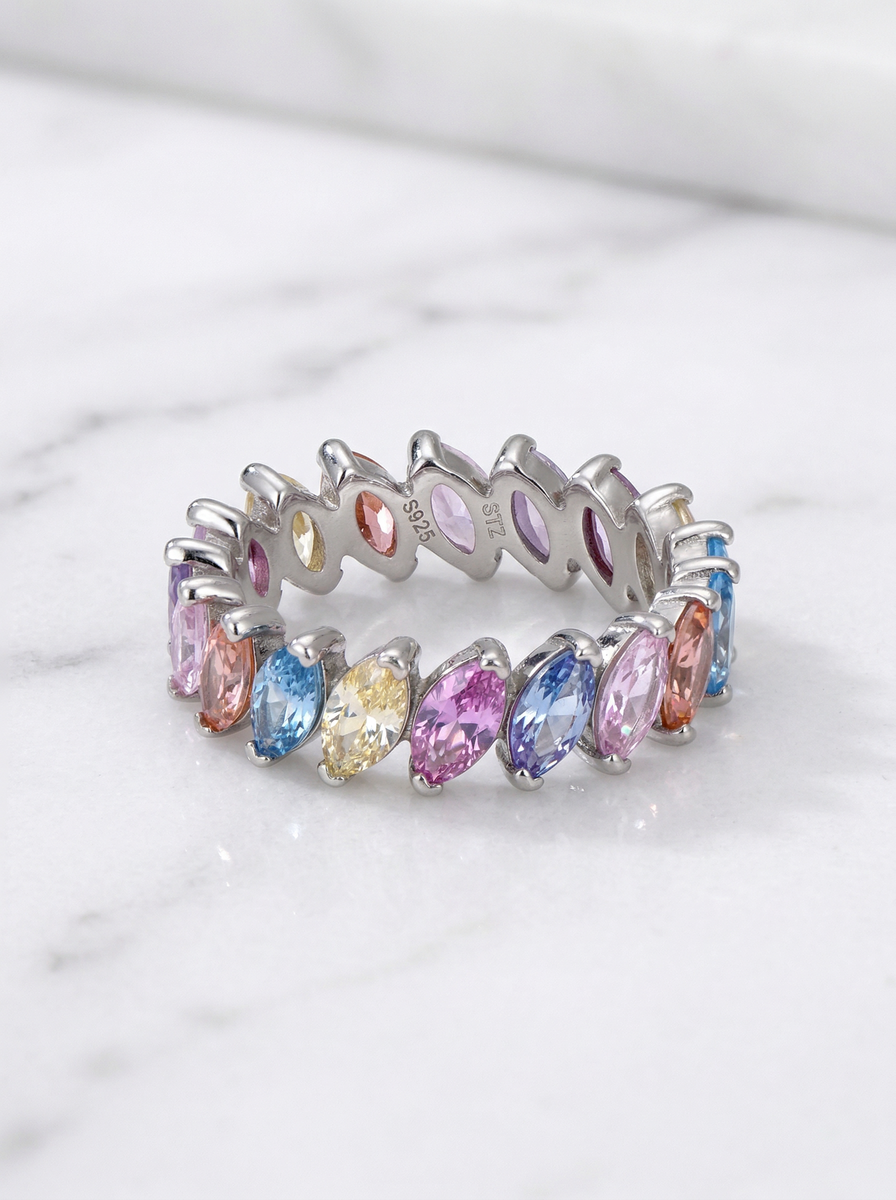 Rainbow Marquise Eternity Ring