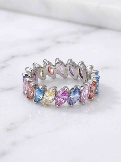 Load image 1 in gallery view. Rainbow Marquise Eternity Ring