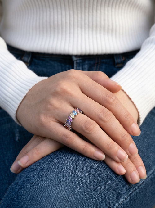 Load image 1 in gallery view. Rainbow Marquise Eternity Ring