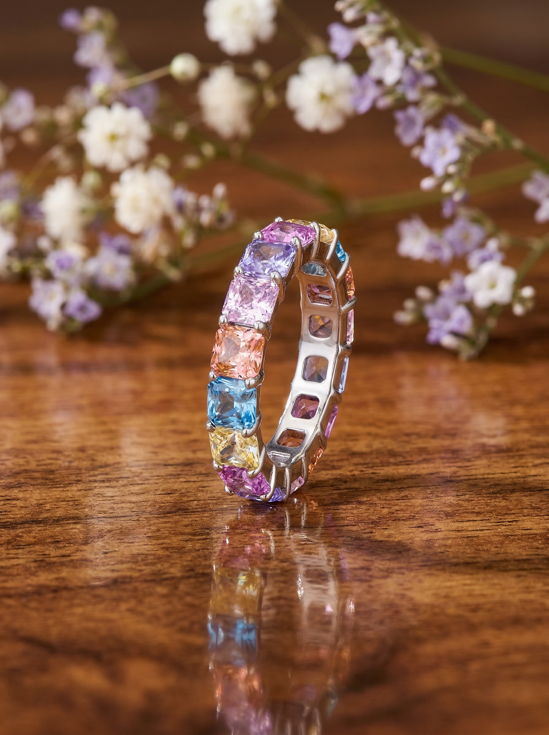 Radiant Multi-Color Eternity Ring