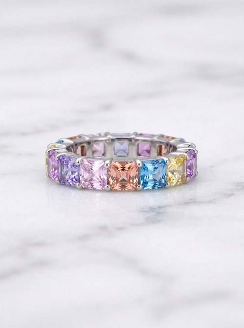 Load image 1 in gallery view. Radiant Multi-Color Eternity Ring