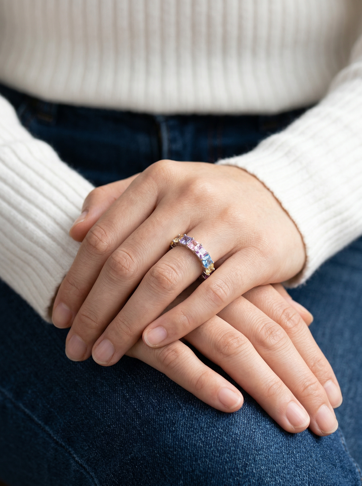 Radiant Multi-Color Eternity Ring