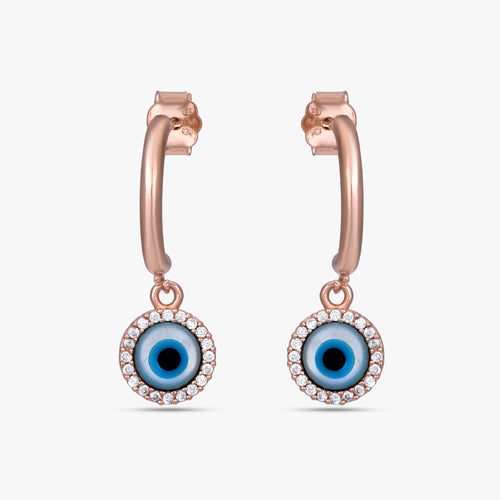 Load image 1 in gallery view. Nazar Halo Hoop Earrings