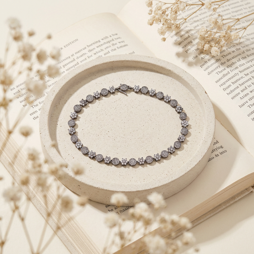 Sparkling Floral Diamond Anklet