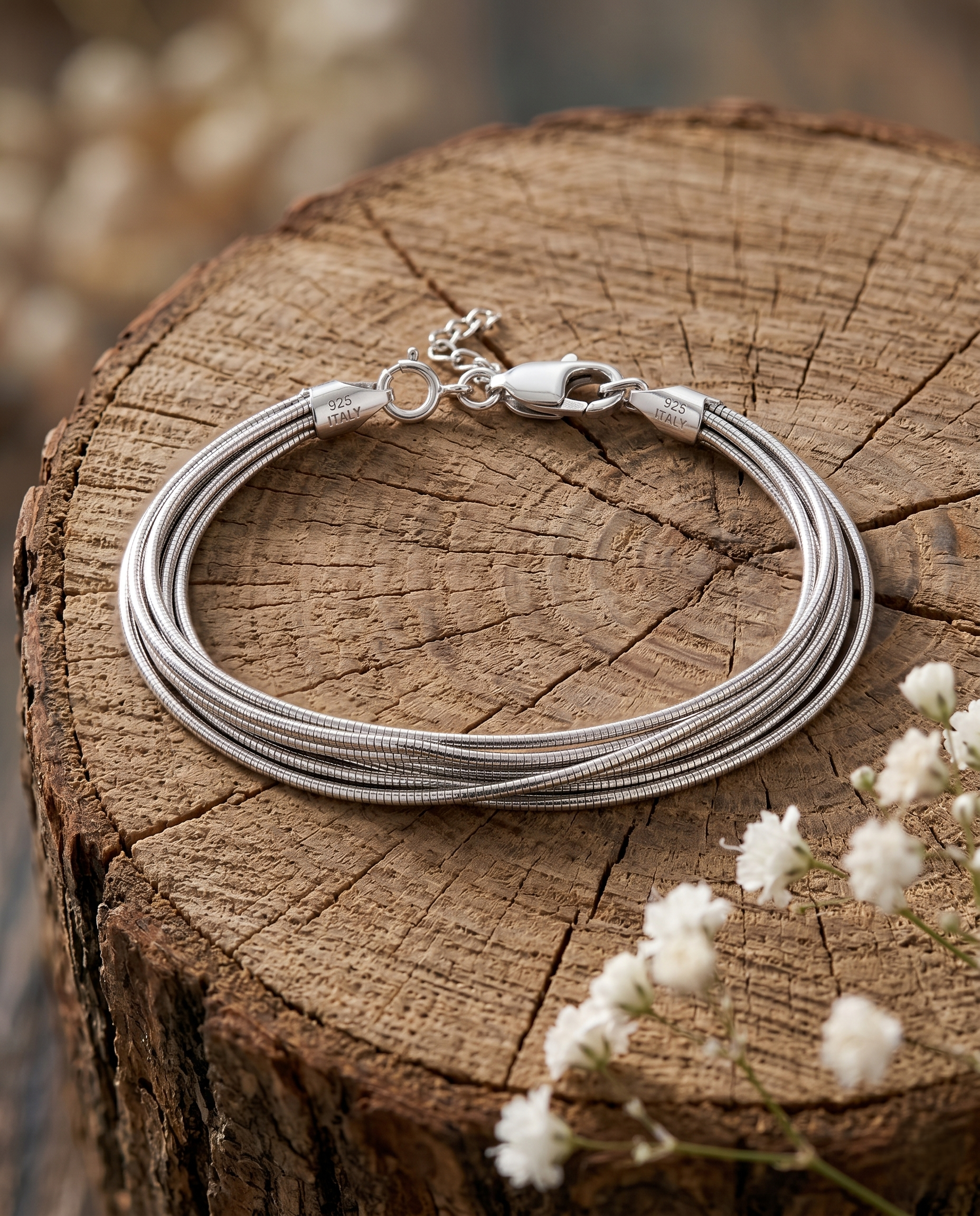 Layered Italian Silver Bracelet