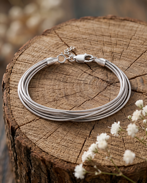 Load image 1 in gallery view. Layered Italian Silver Bracelet