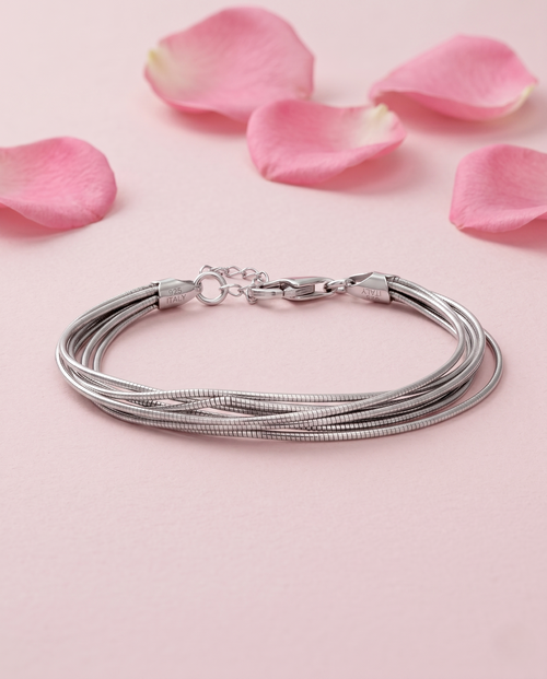 Load image 1 in gallery view. Layered Italian Silver Bracelet