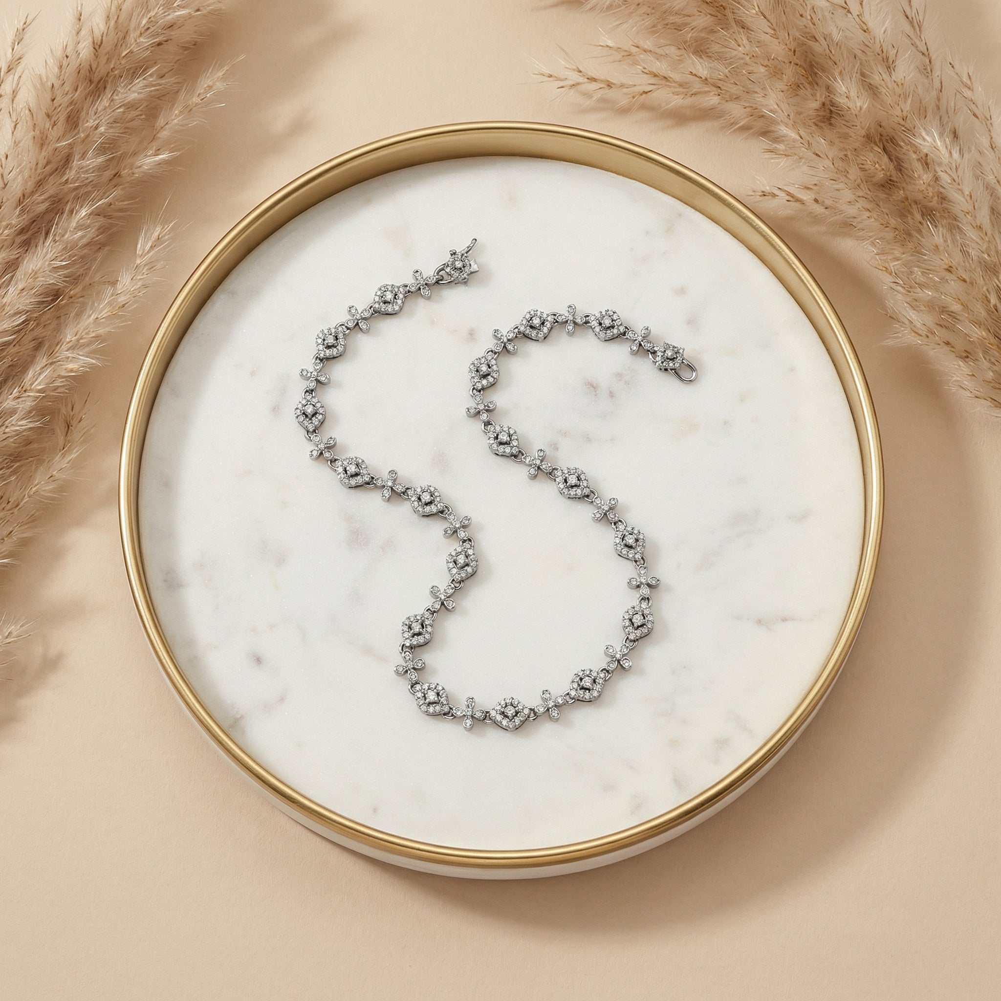 Diamond Floral Link Anklet