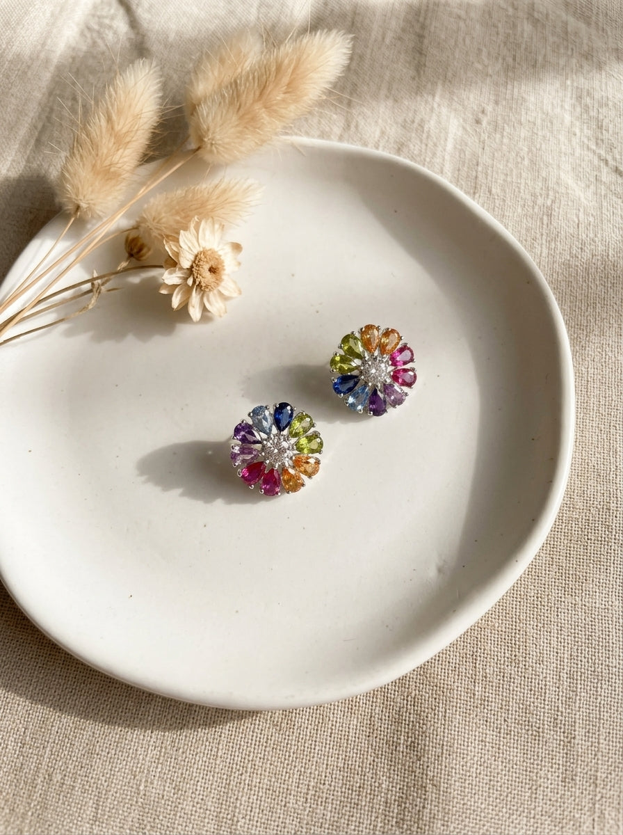 Rainbow Petal Blossom Studs