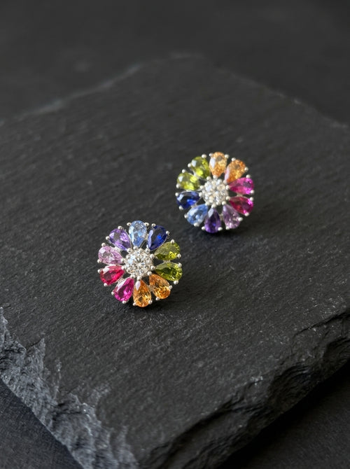Load image 1 in gallery view. Rainbow Petal Blossom Studs