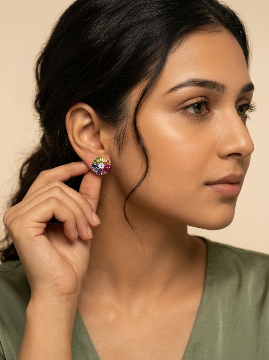 Rainbow Petal Blossom Studs