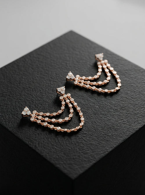 Load image 1 in gallery view. Triple-Tier Royal Drape Earrings