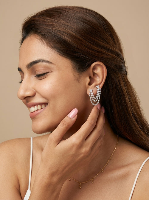 Load image 1 in gallery view. Petal Glow Solitaires Earrings