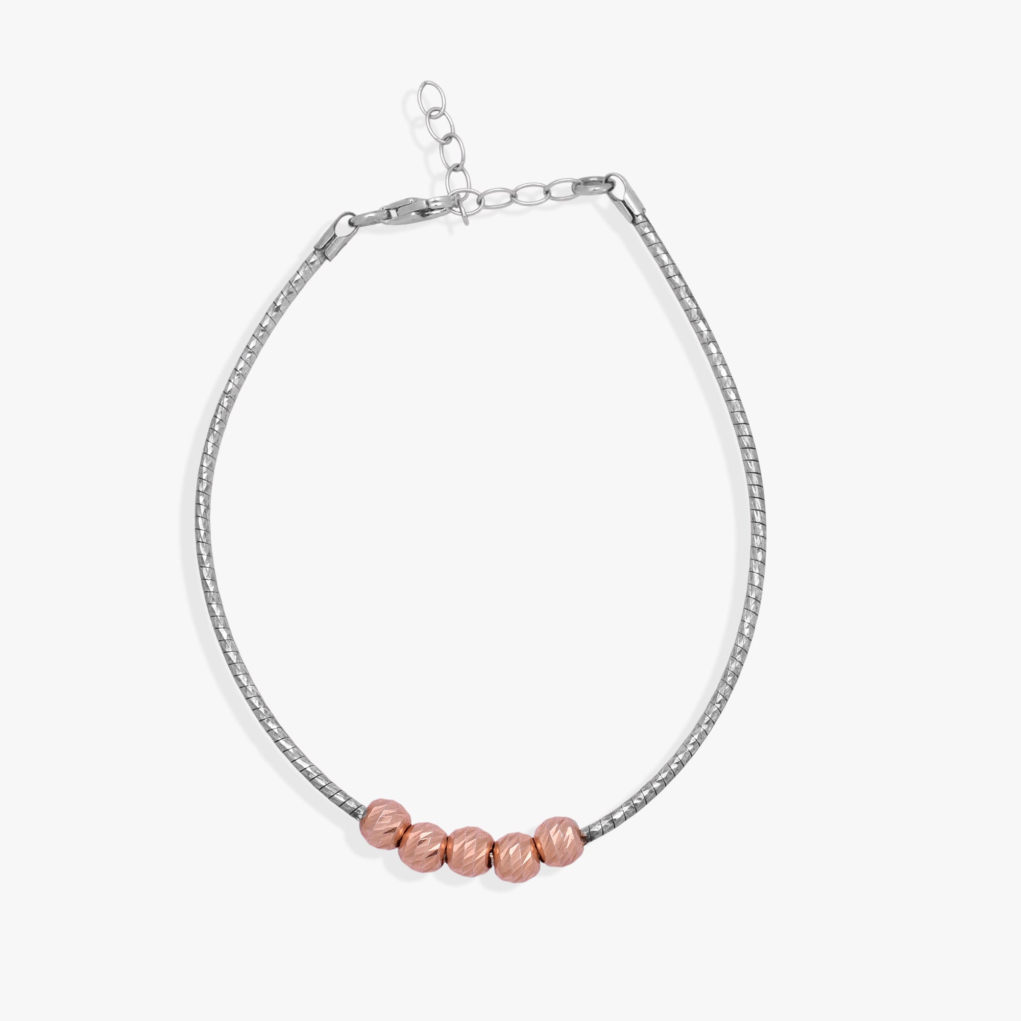 Rose Bead Silver Bracelet