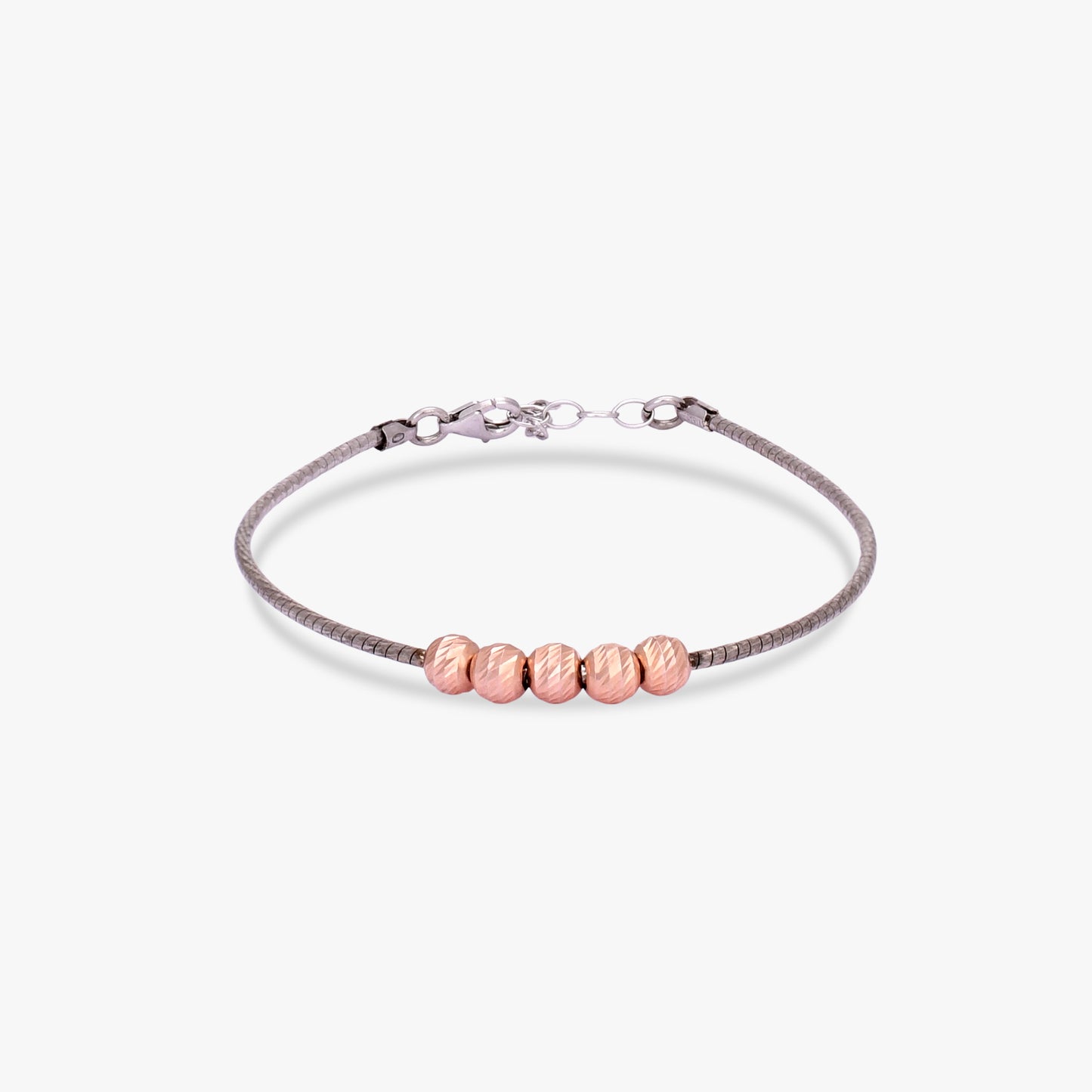 Rose Bead Silver Bracelet