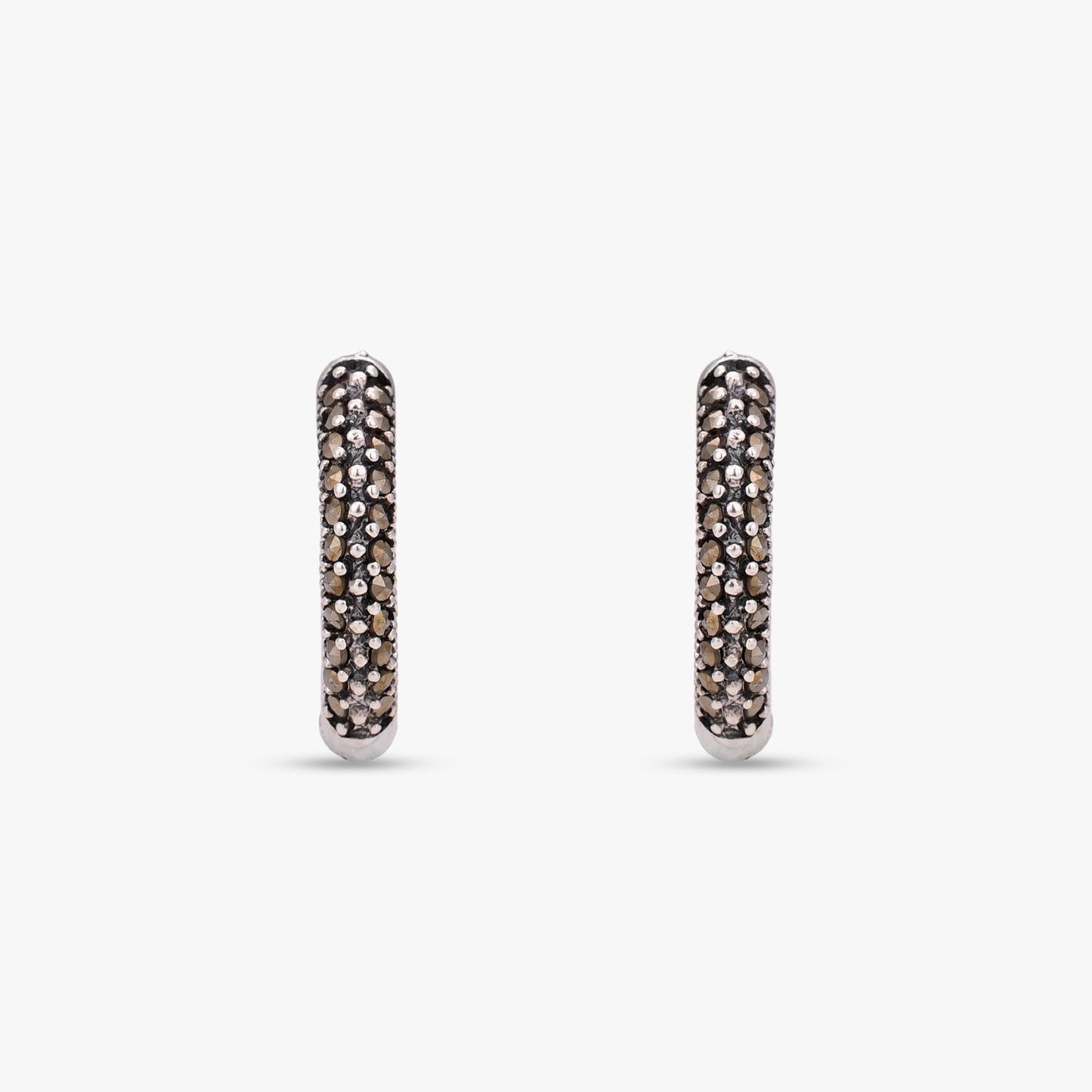 Marcasite Silver Huggie Hoops