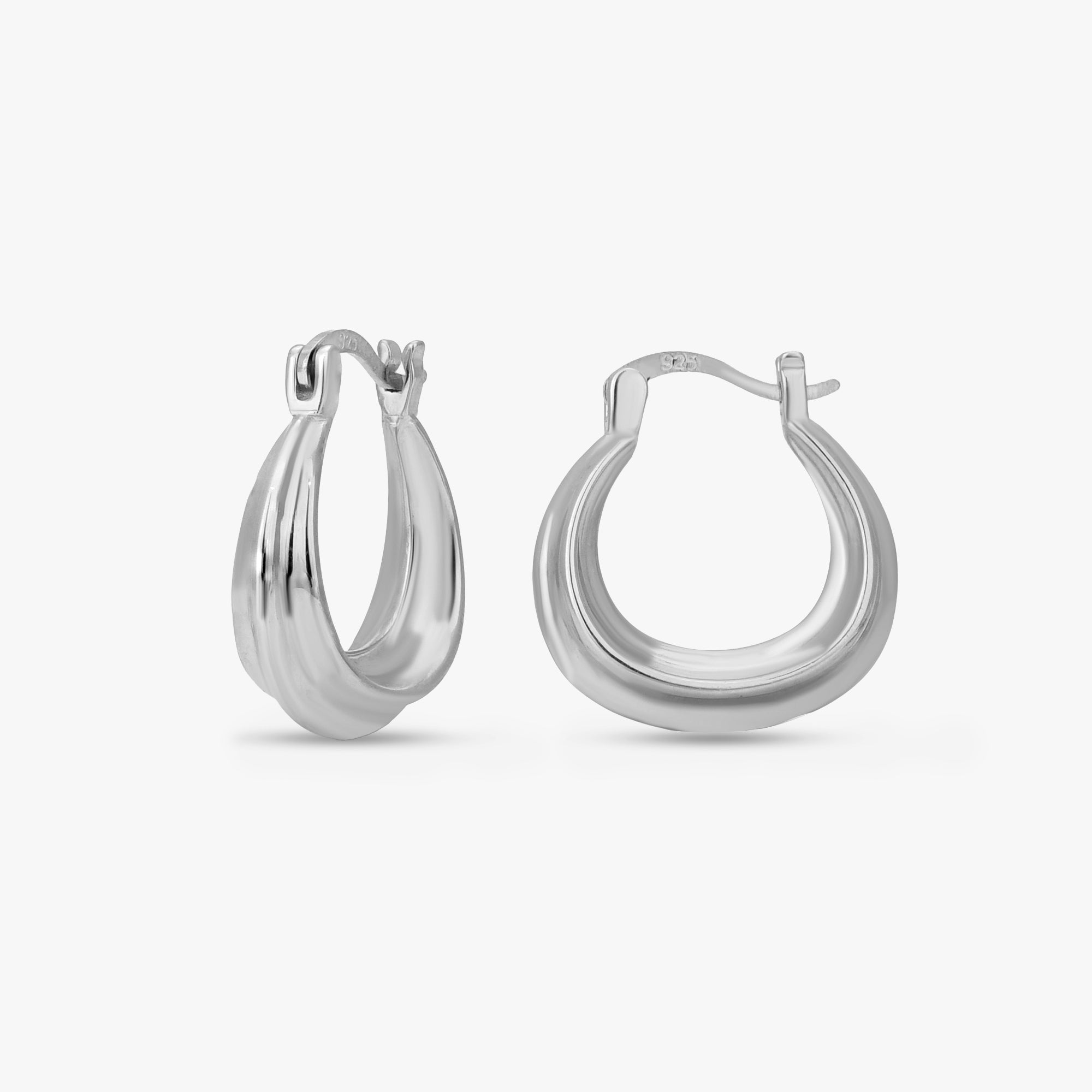 Oval Ribbed Hoop Earrings