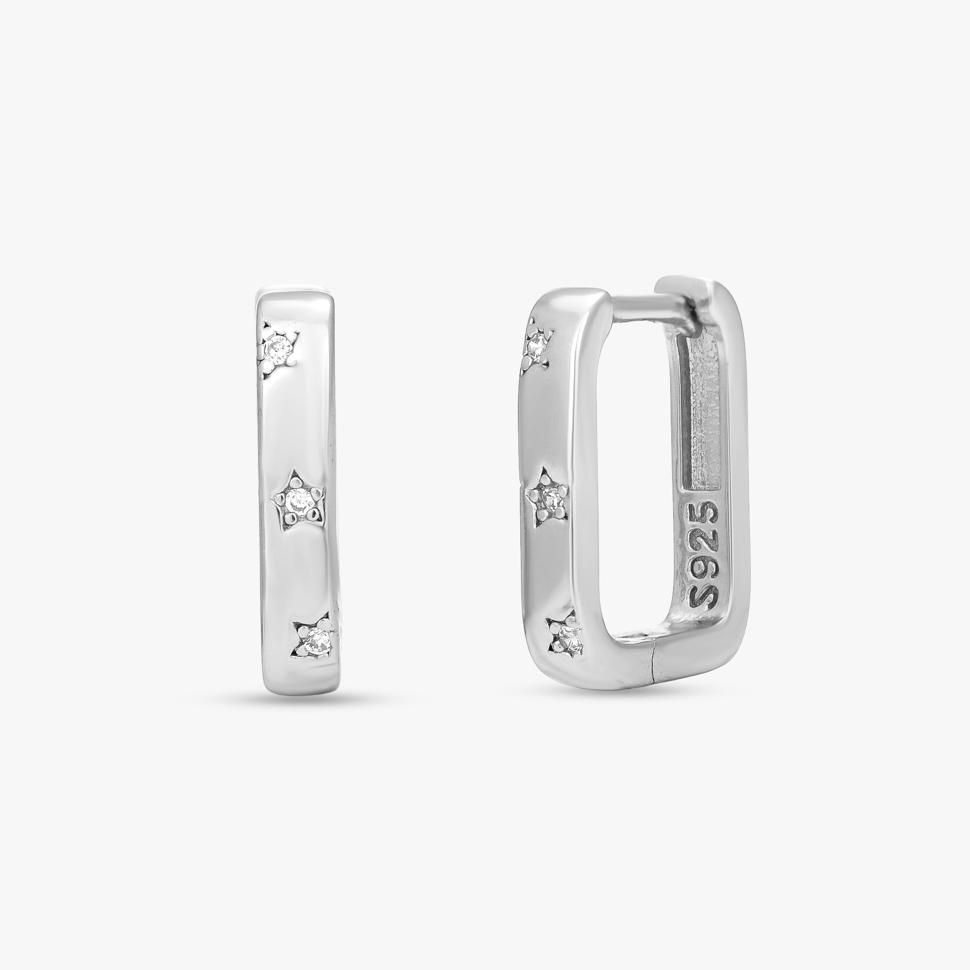 Star Rectangular Huggie Earrings