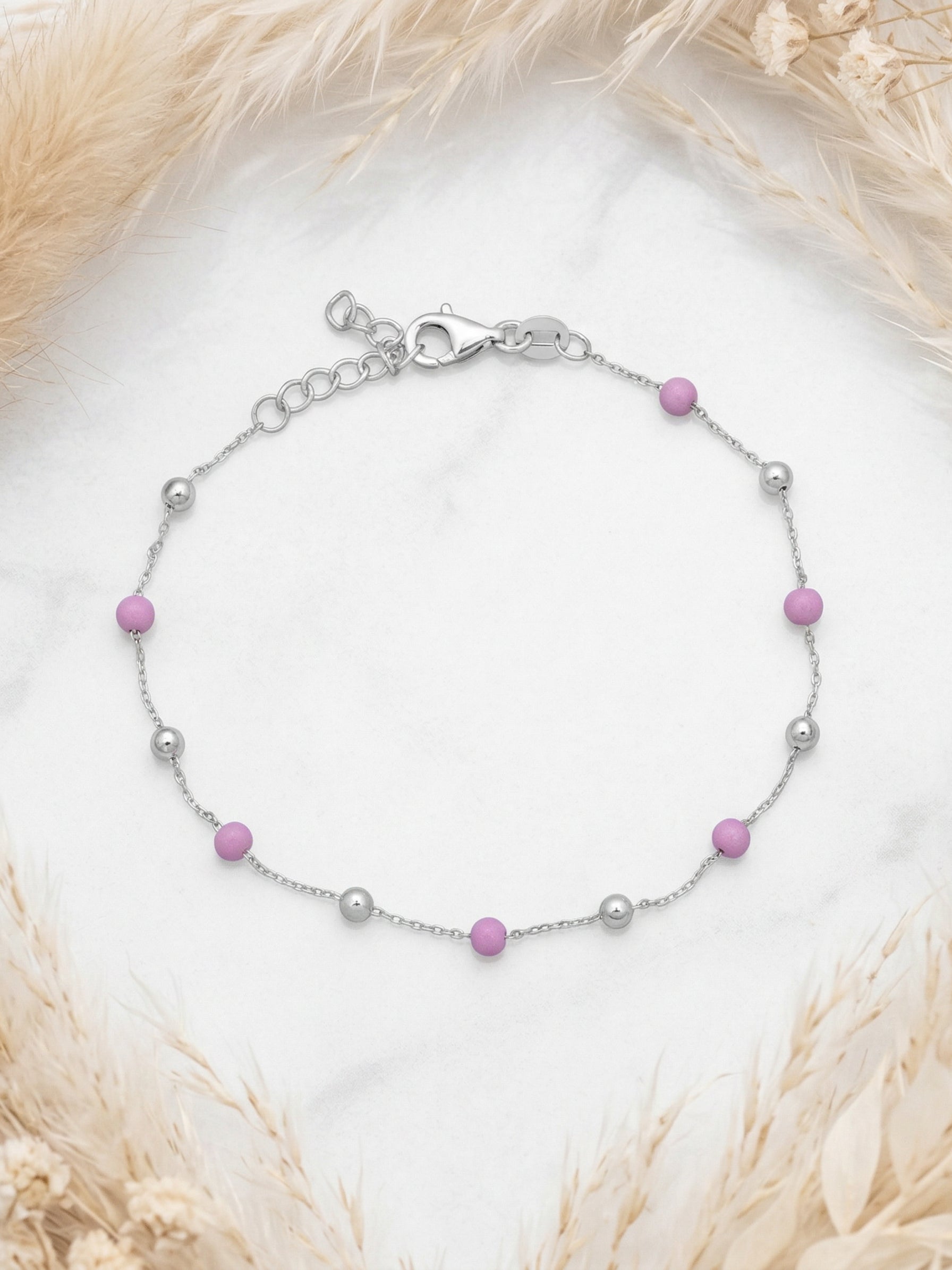 Lavender Bead Chain Bracelet