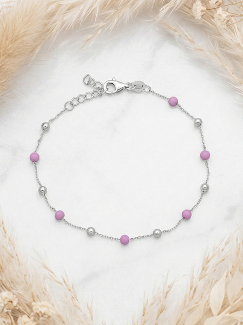 Load image 1 in gallery view. Lavender Bead Chain Bracelet