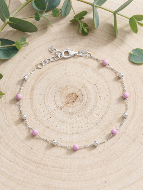 Load image 1 in gallery view. Lavender Bead Chain Bracelet