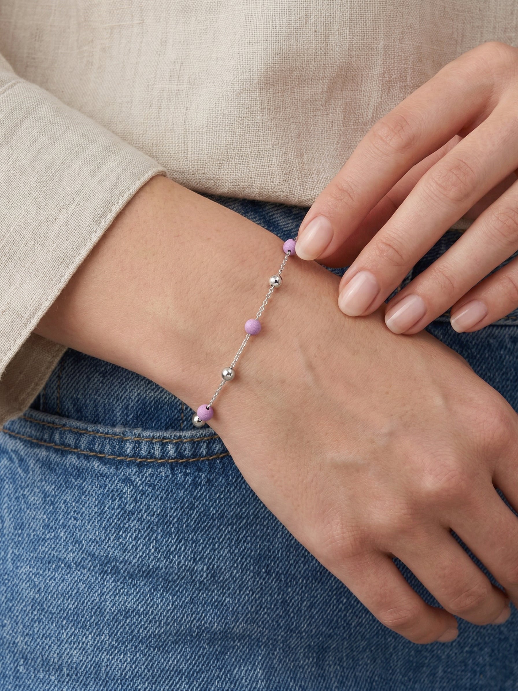 Lavender Bead Chain Bracelet