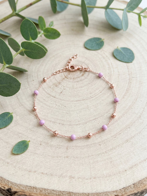 Load image 1 in gallery view. Lavender Bead Chain Bracelet