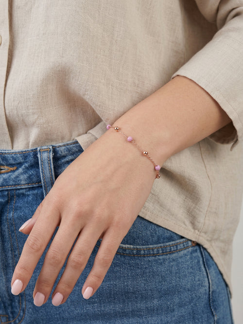 Load image 1 in gallery view. Lavender Bead Chain Bracelet