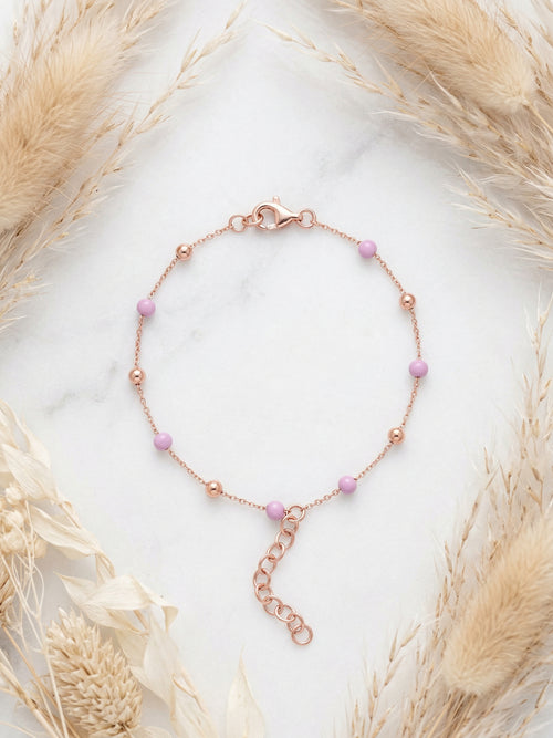 Load image 1 in gallery view. Lavender Bead Chain Bracelet