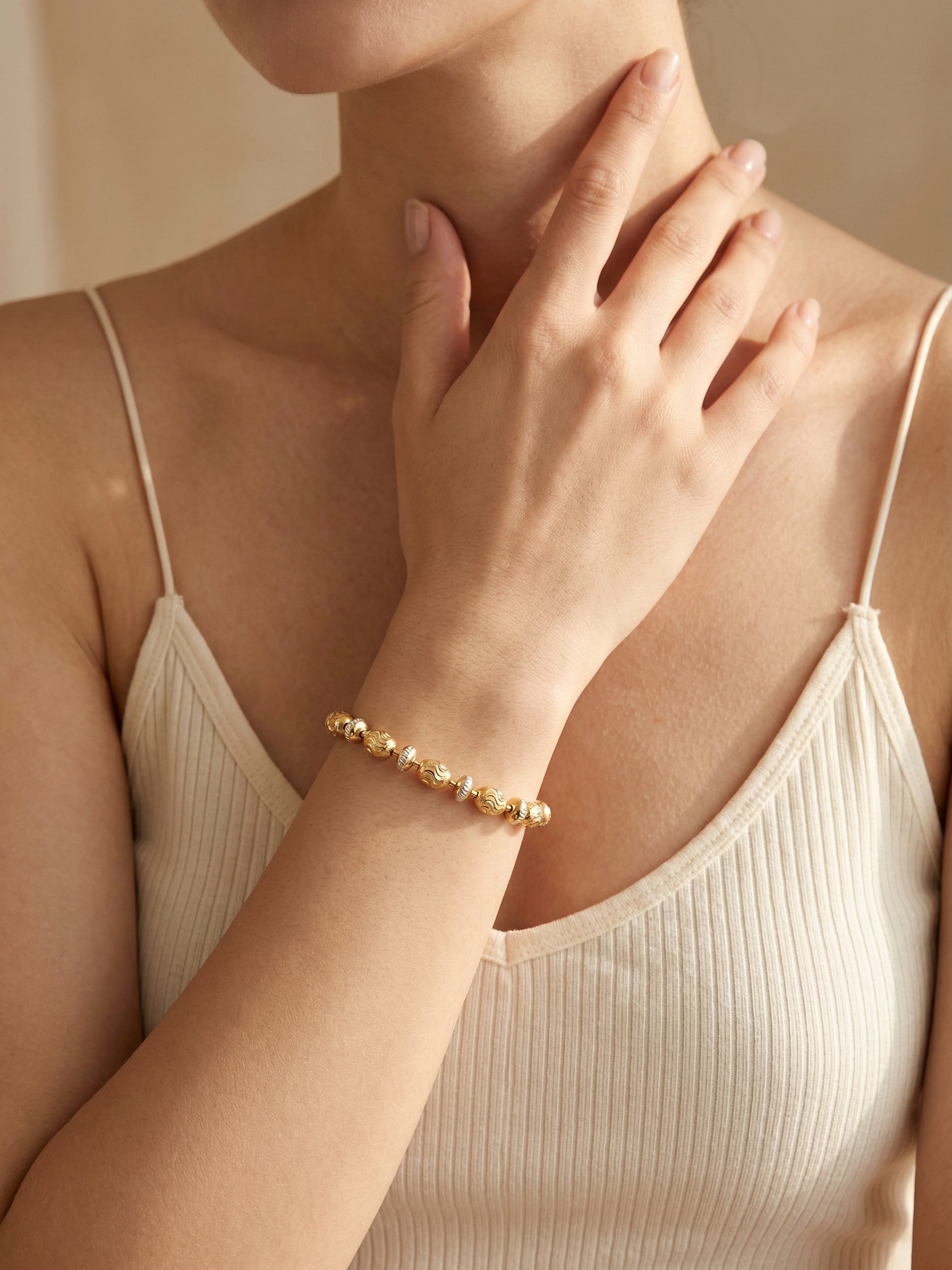 Dual-Tone Textured Bead Bracelet
