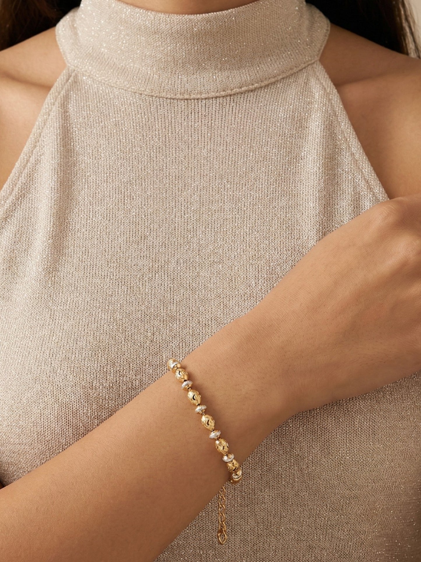 Dual-Tone Textured Bead Bracelet