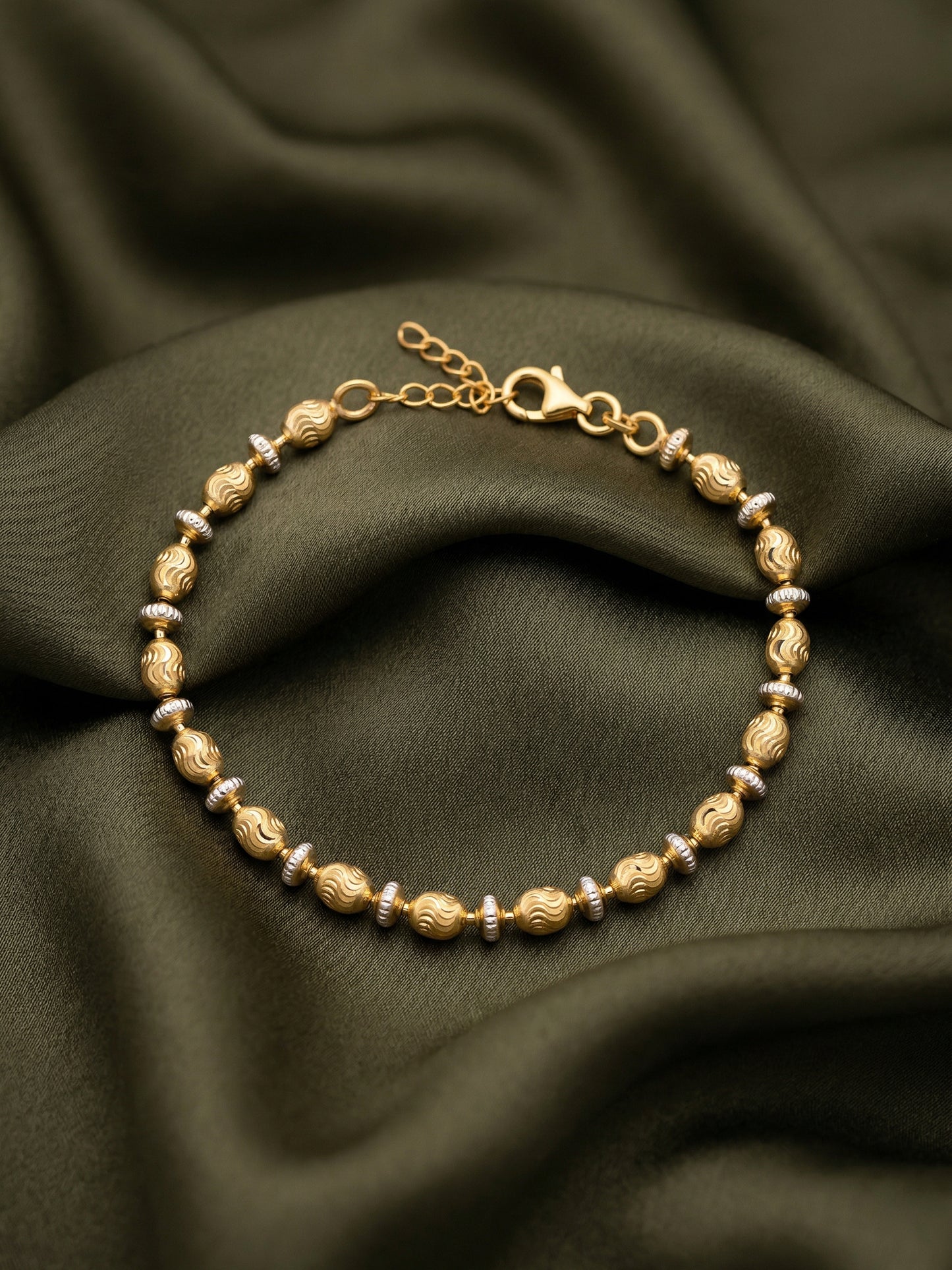 Dual-Tone Textured Bead Bracelet