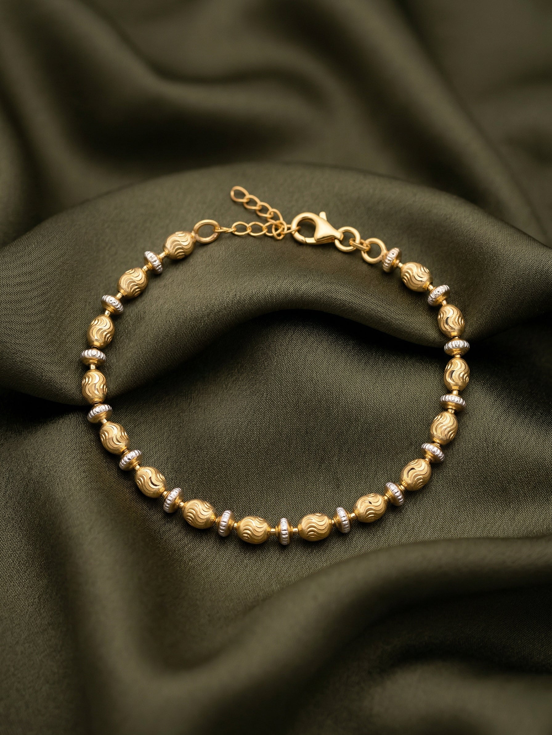 Dual-Tone Textured Bead Bracelet