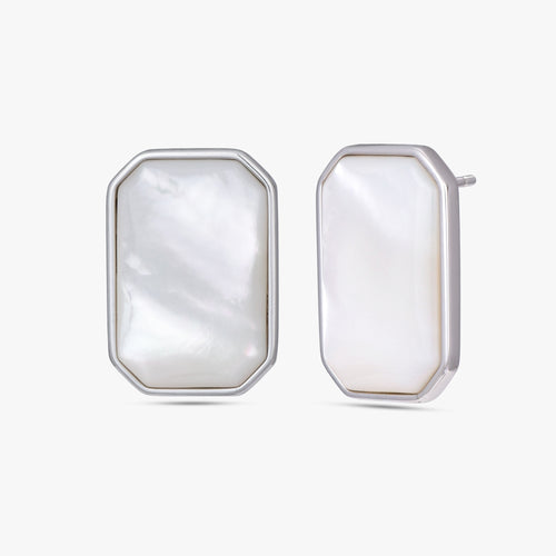 Load image 1 in gallery view. Pearlescent Emerald-Cut MOP Earrings